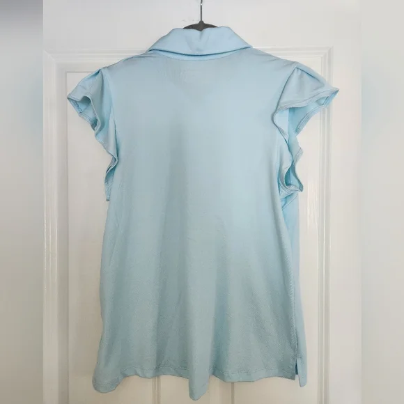 Walter Hagen Women's Clubhouse Flutter Sleeve Golf Shirt, size M, Light Blue NWT - Picture 8 of 10